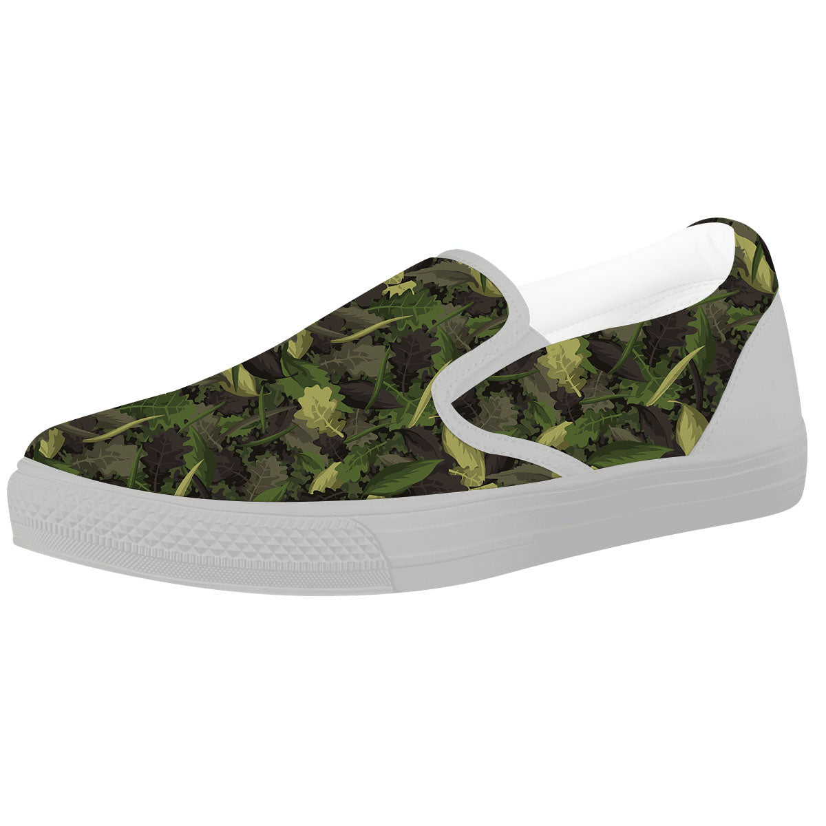 Camouflage Hunting Oak Tree Print White Slip On Shoes-grizzshop