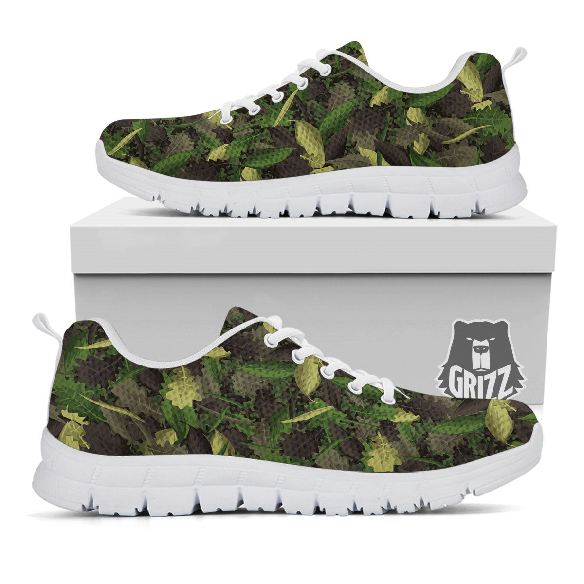 Camouflage Hunting Oak Tree Print White Sneaker-grizzshop