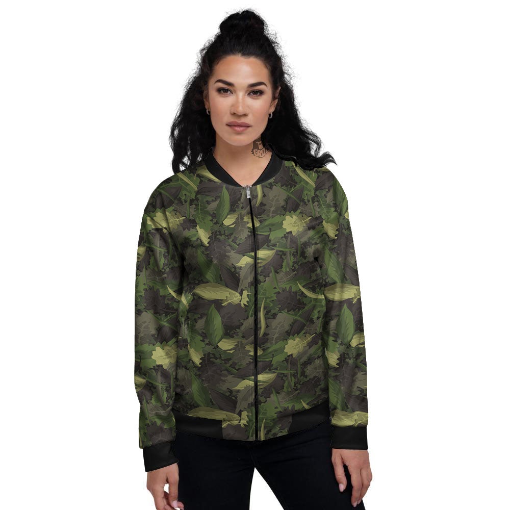 Camouflage Hunting Oak Tree Print Women's Bomber Jacket-grizzshop