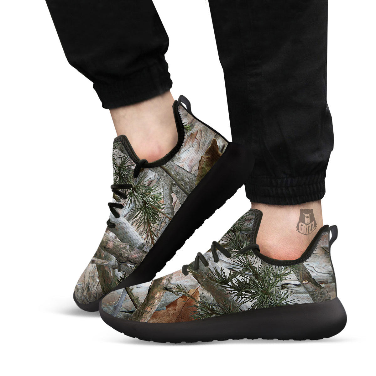 Camouflage Hunting Print Pattern Black Athletic Shoes-grizzshop