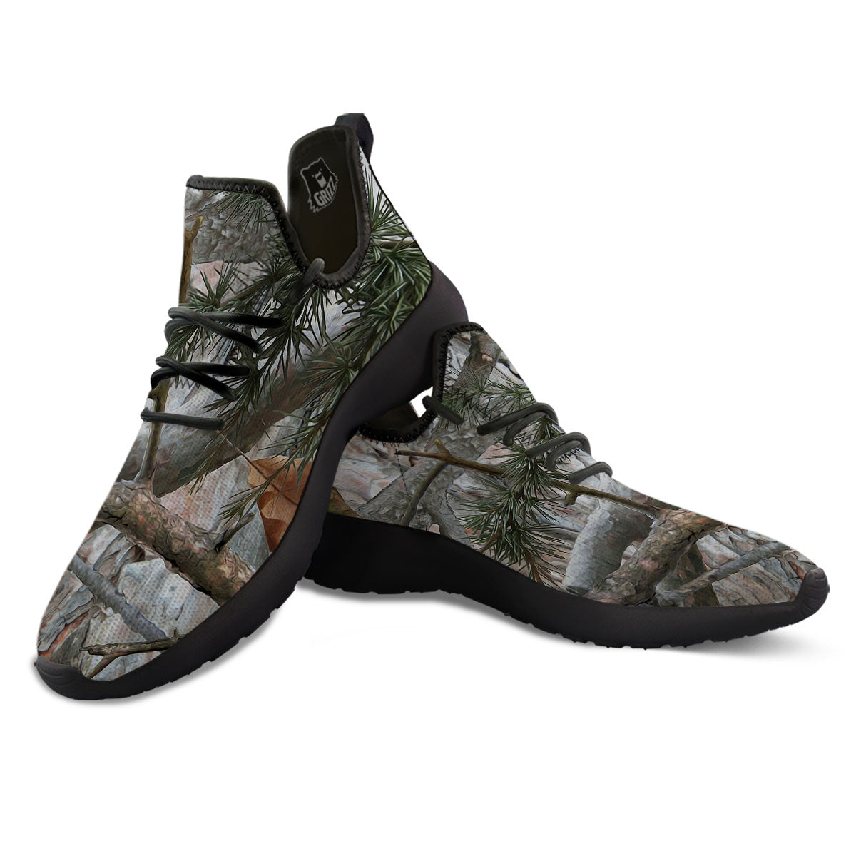 Camouflage Hunting Print Pattern Black Athletic Shoes-grizzshop