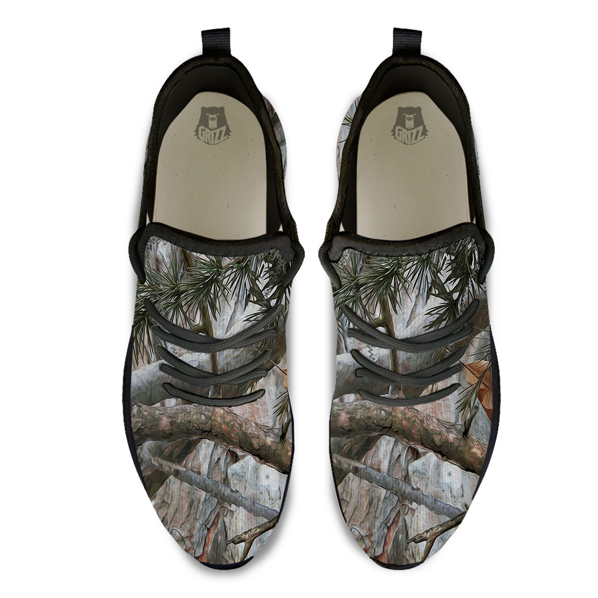 Camouflage Hunting Print Pattern Black Athletic Shoes-grizzshop