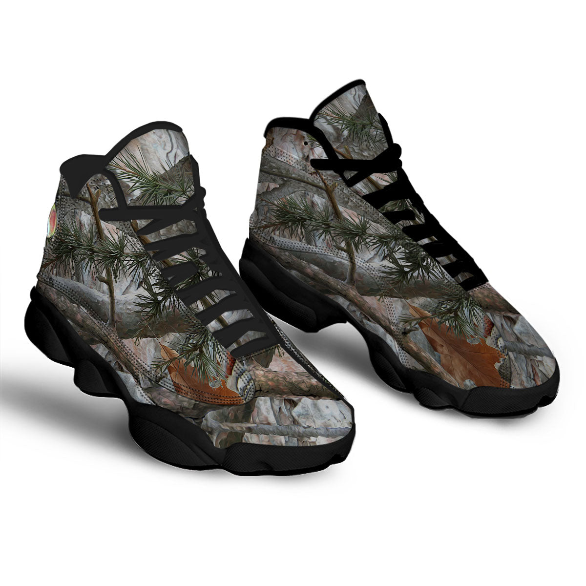 Camouflage Hunting Print Pattern Black Basketball Shoes-grizzshop