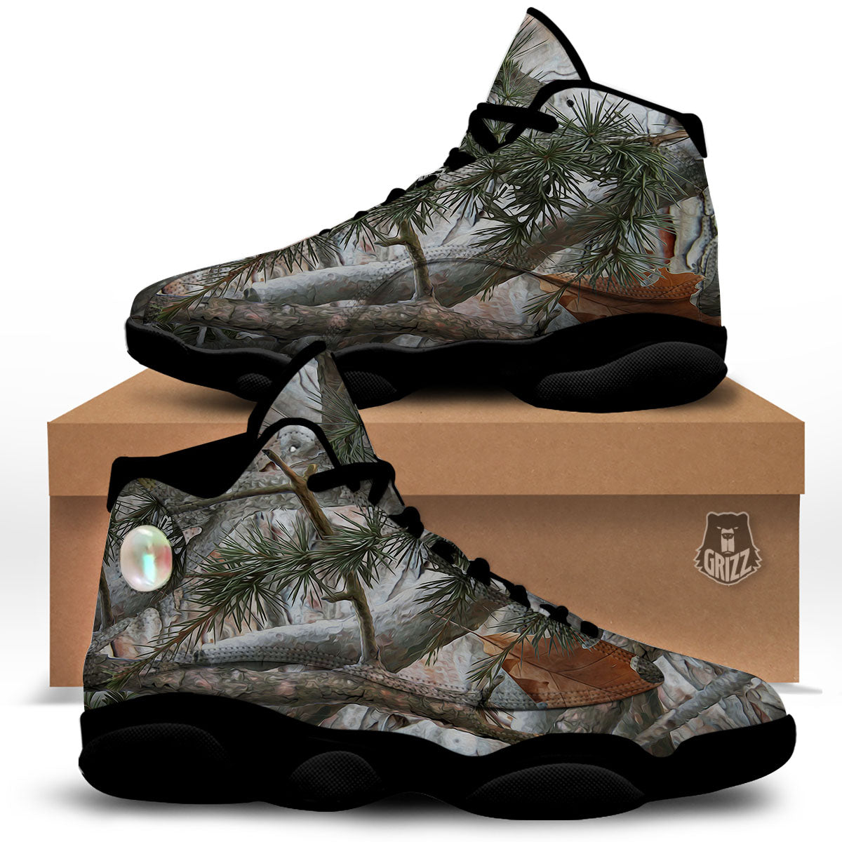 Camouflage Hunting Print Pattern Black Basketball Shoes-grizzshop