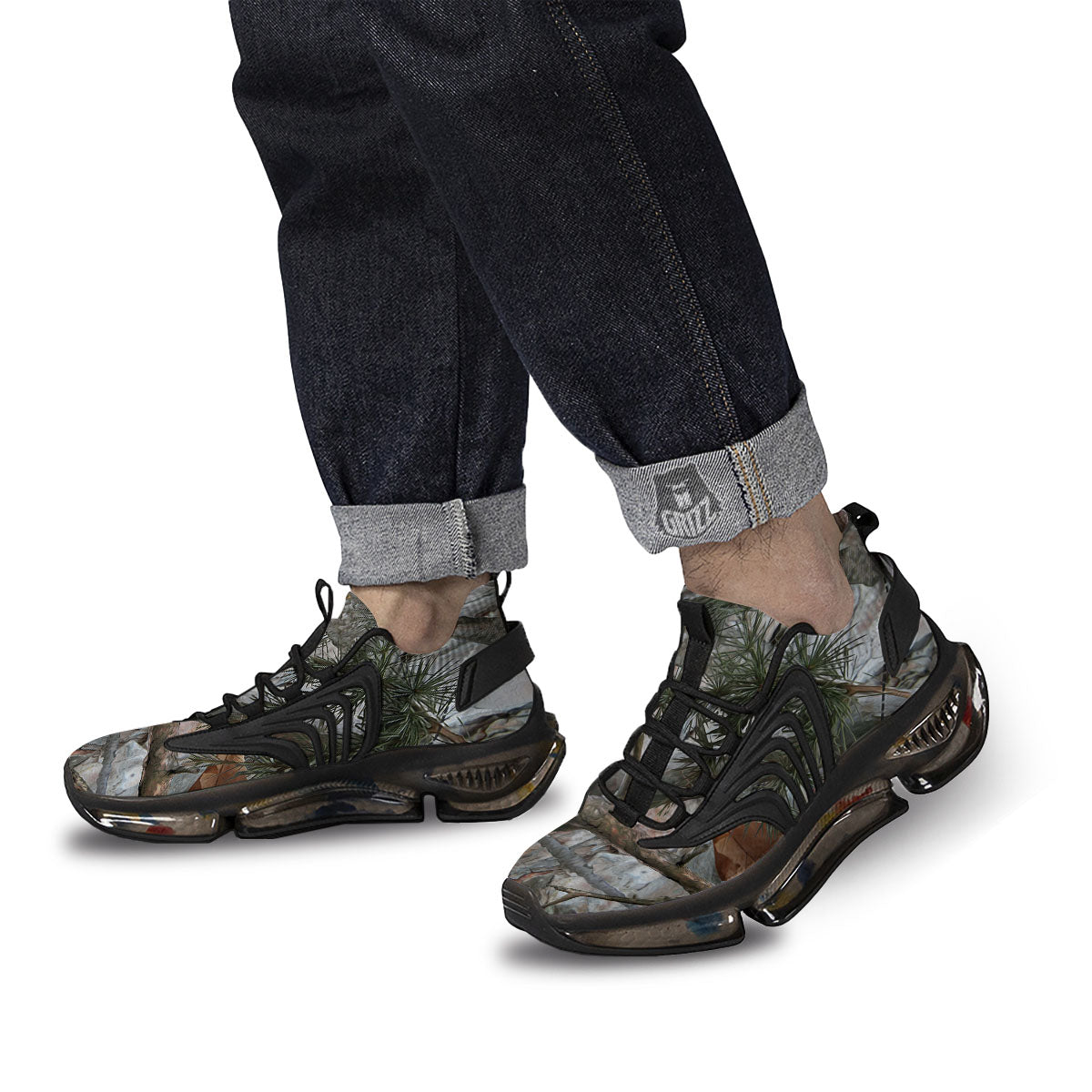 Camouflage Hunting Print Pattern Black Gym Shoes-grizzshop