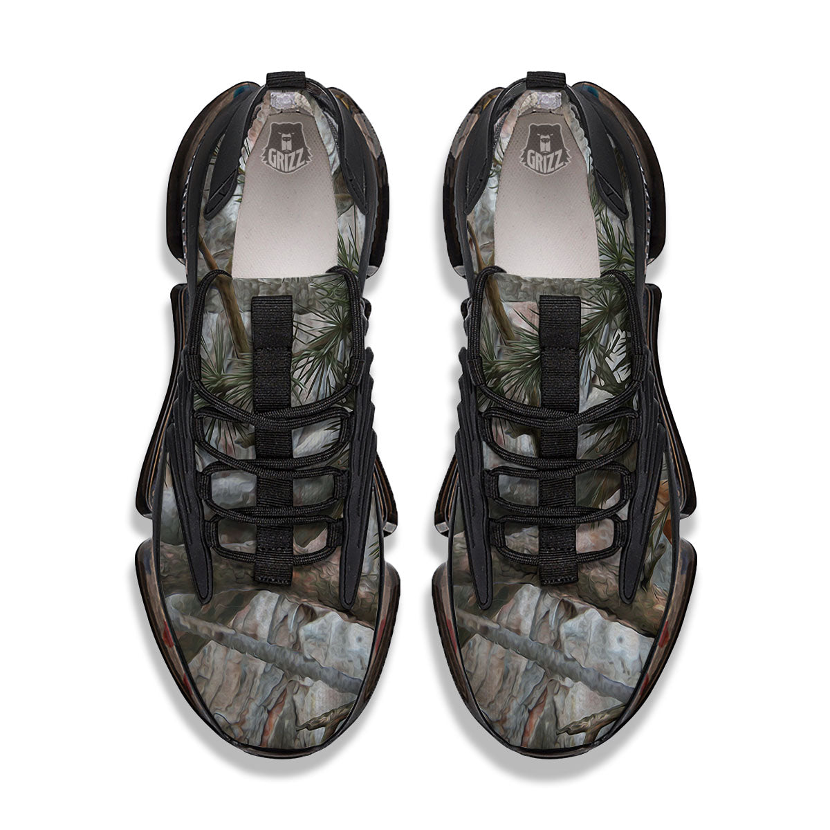 Camouflage Hunting Print Pattern Black Gym Shoes-grizzshop