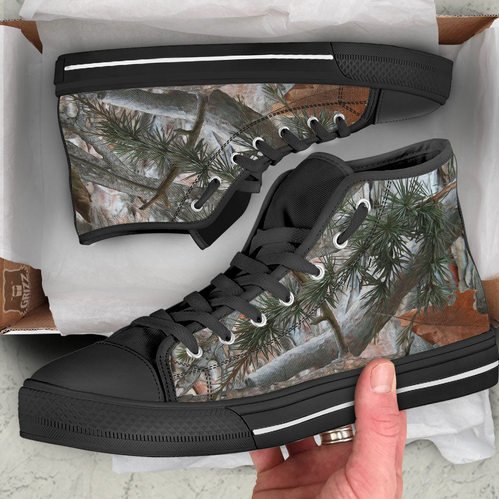Camouflage Hunting Print Pattern Black High Top Shoes-grizzshop