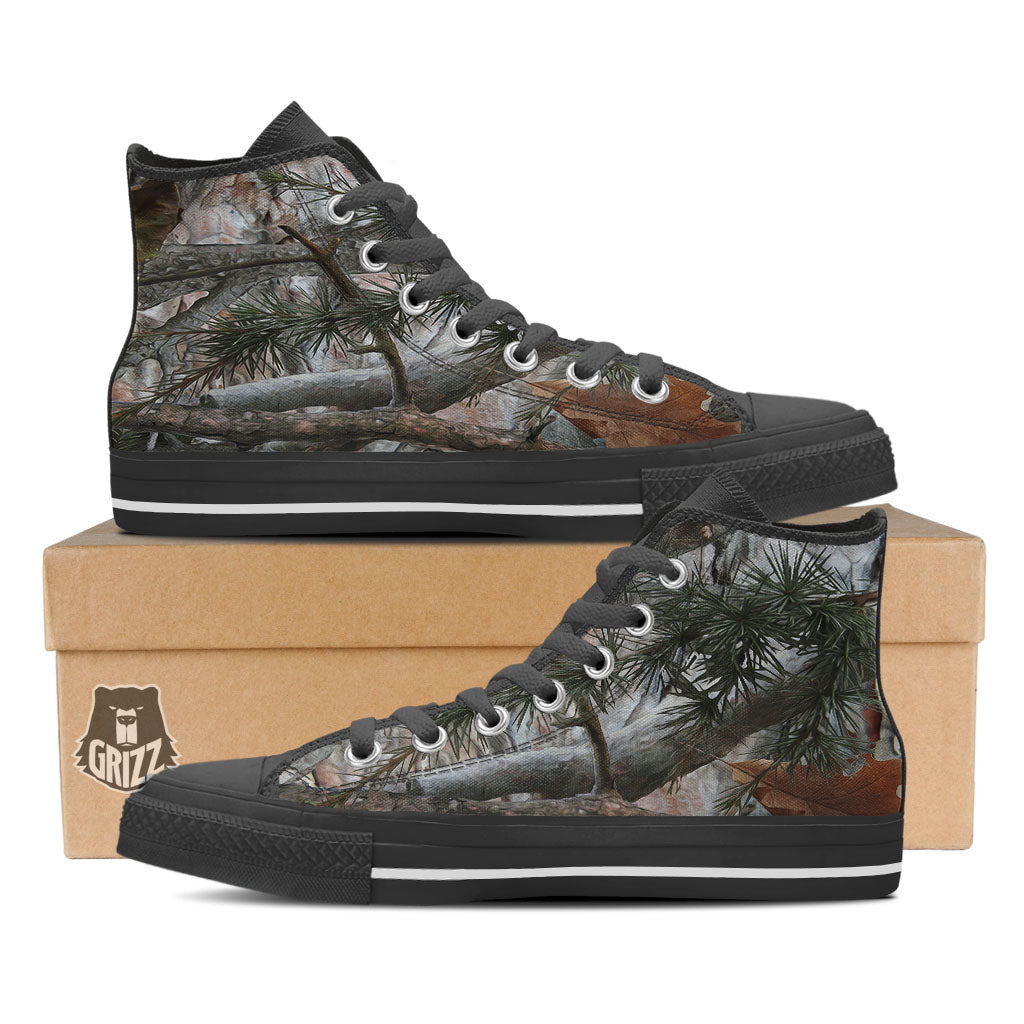 Camouflage Hunting Print Pattern Black High Top Shoes-grizzshop