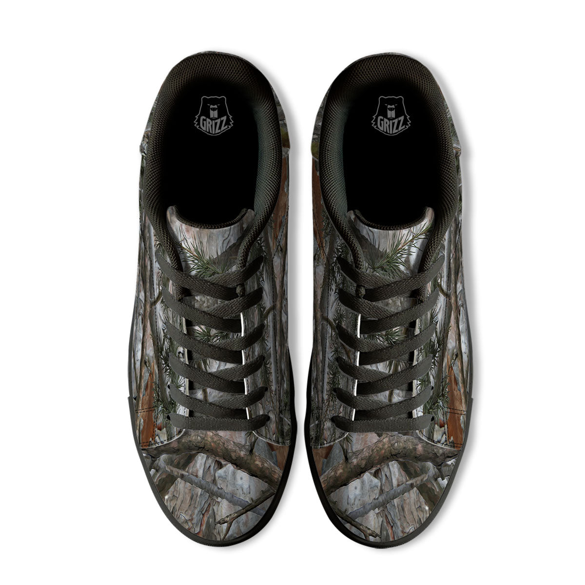 Camouflage Hunting Print Pattern Black Low Top Sneakers-grizzshop