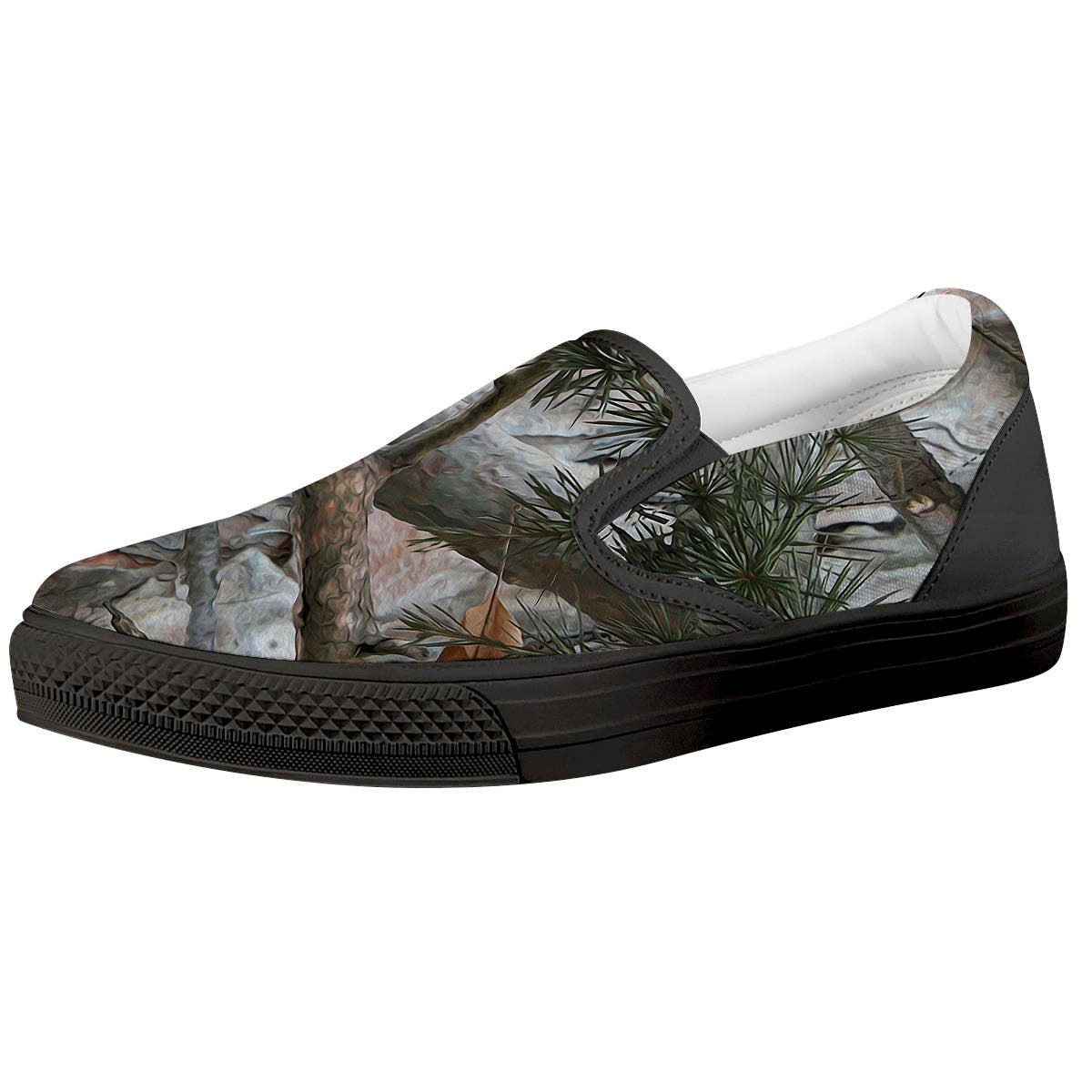 Camouflage Hunting Print Pattern Black Slip On Shoes-grizzshop