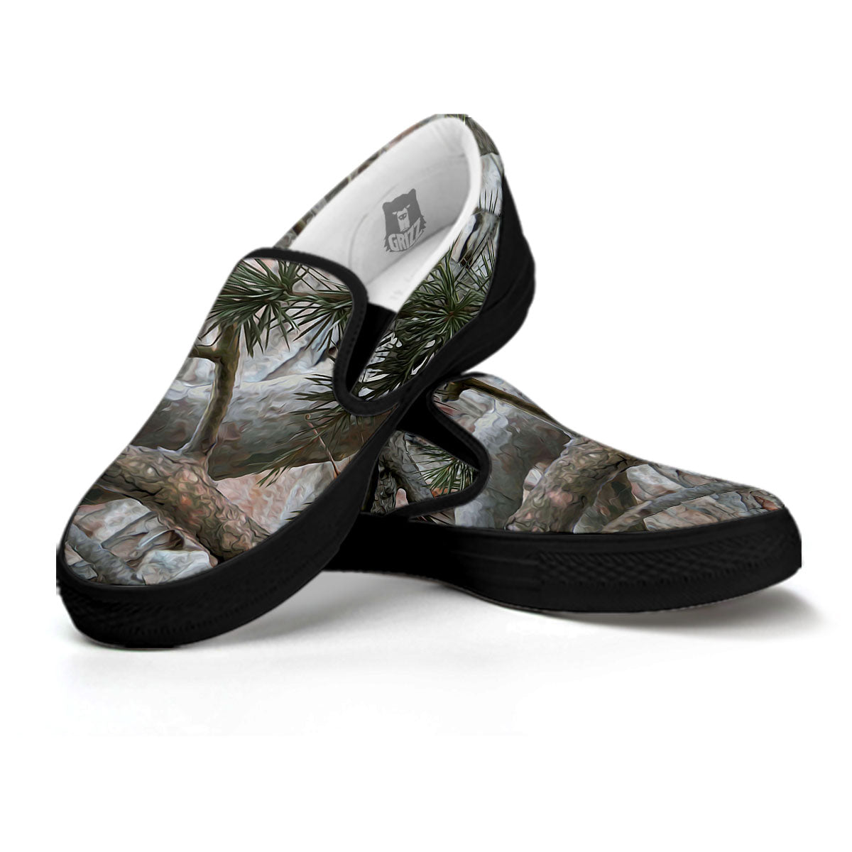 Camouflage Hunting Print Pattern Black Slip On Shoes-grizzshop