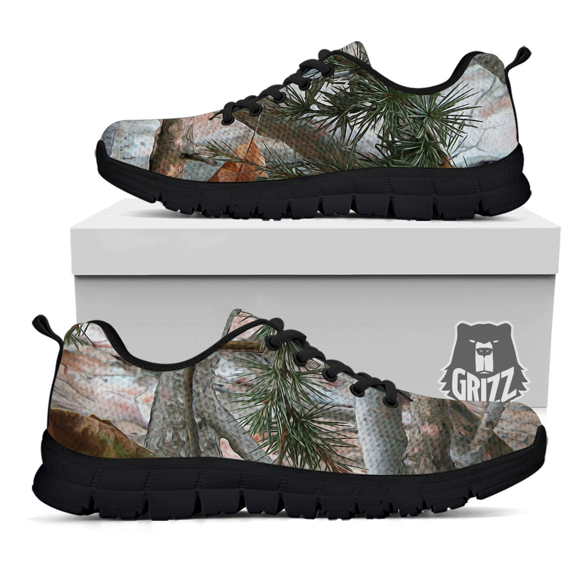 Camouflage Hunting Print Pattern Black Sneaker-grizzshop