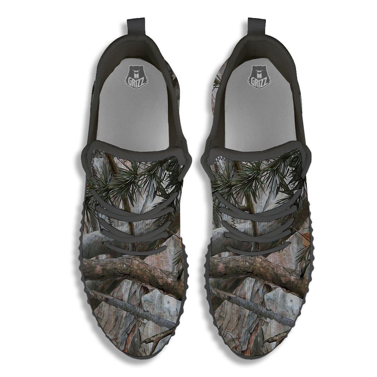 Camouflage Hunting Print Pattern Black Walking Shoes-grizzshop