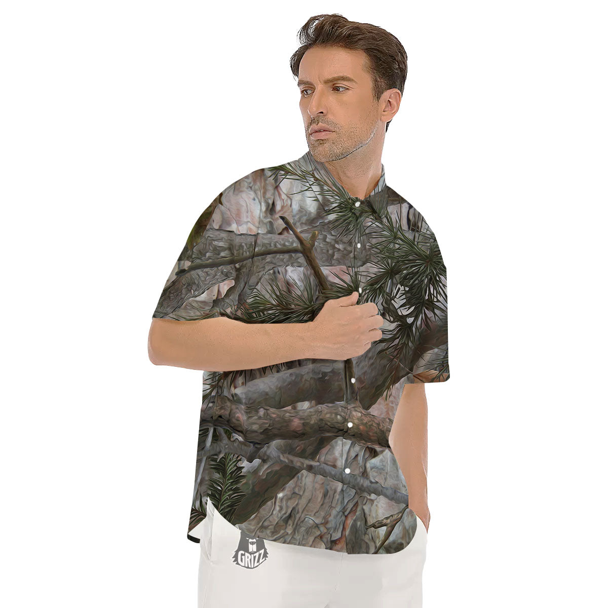 Camouflage Hunting Print Pattern Men's Short Sleeve Shirts-grizzshop