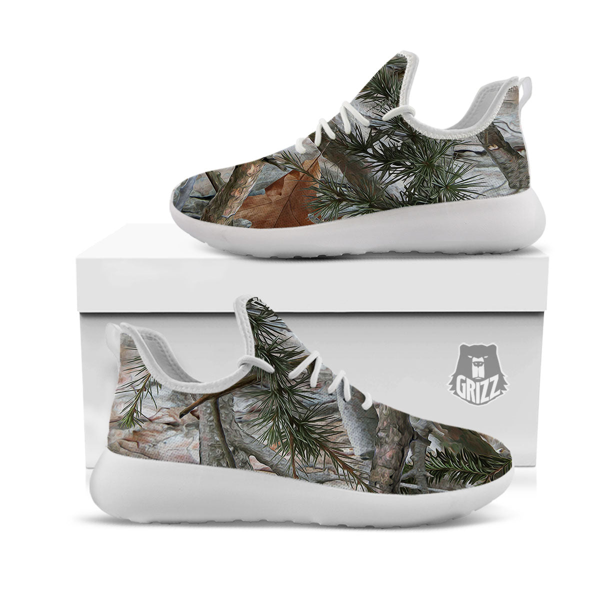 Camouflage Hunting Print Pattern White Athletic Shoes-grizzshop