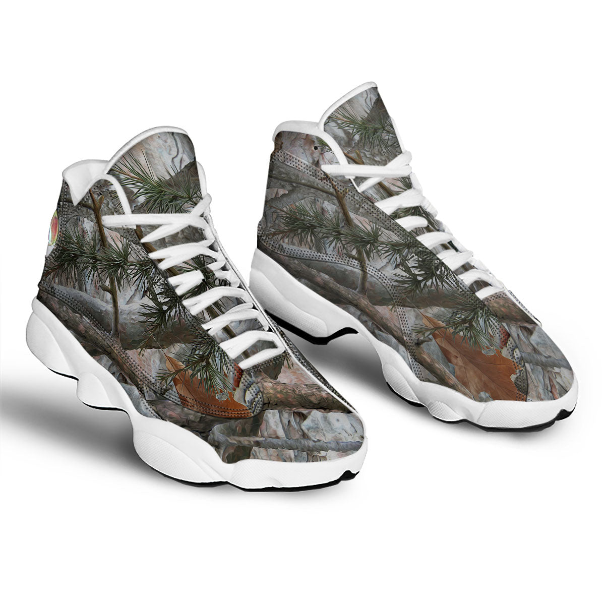 Camouflage Hunting Print Pattern White Basketball Shoes-grizzshop