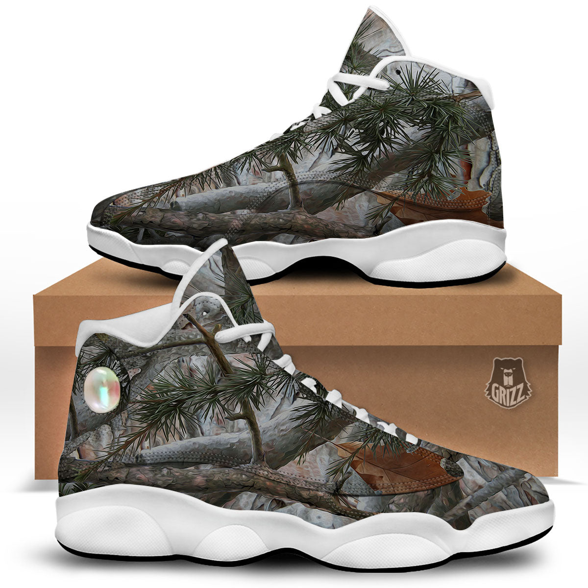 Camouflage Hunting Print Pattern White Basketball Shoes-grizzshop