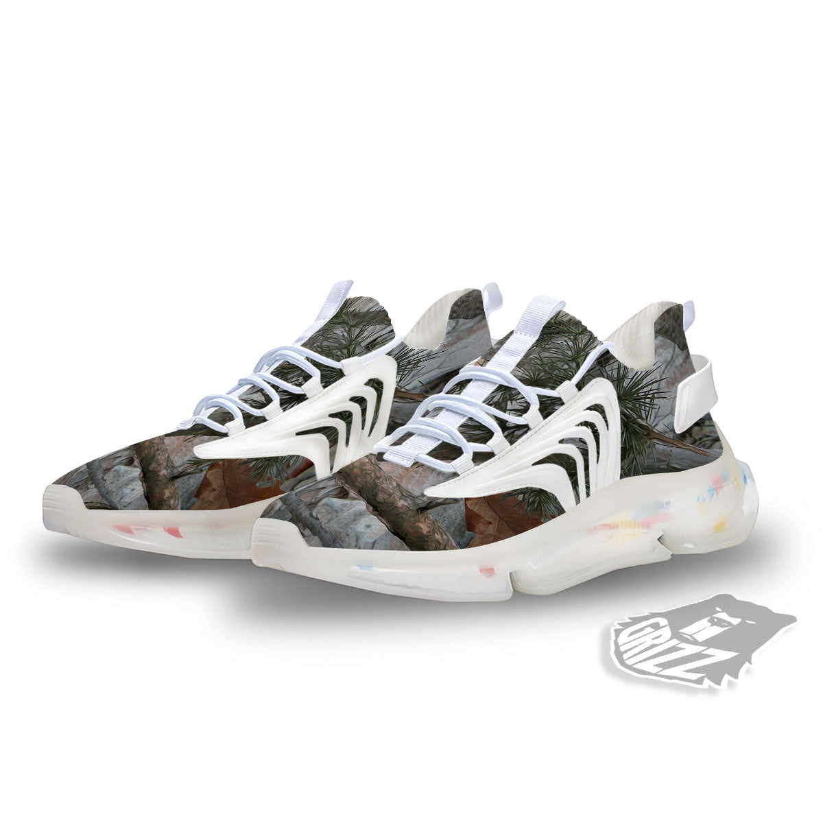 Camouflage Hunting Print Pattern White Gym Shoes-grizzshop