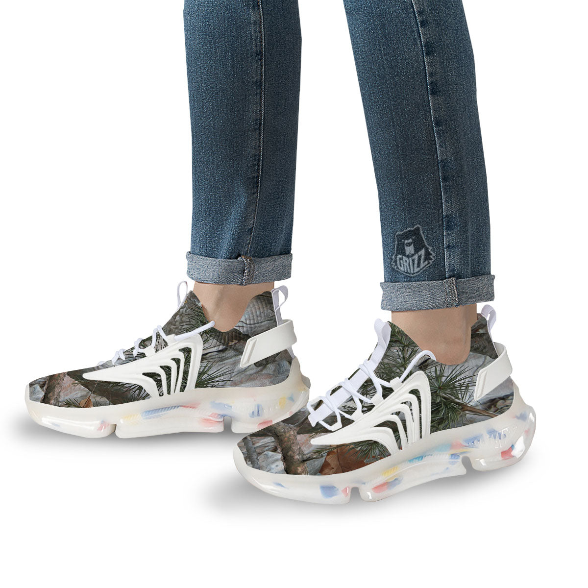 Camouflage Hunting Print Pattern White Gym Shoes-grizzshop