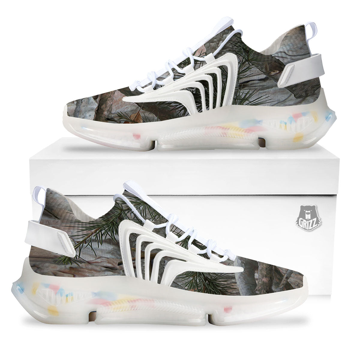 Camouflage Hunting Print Pattern White Gym Shoes-grizzshop