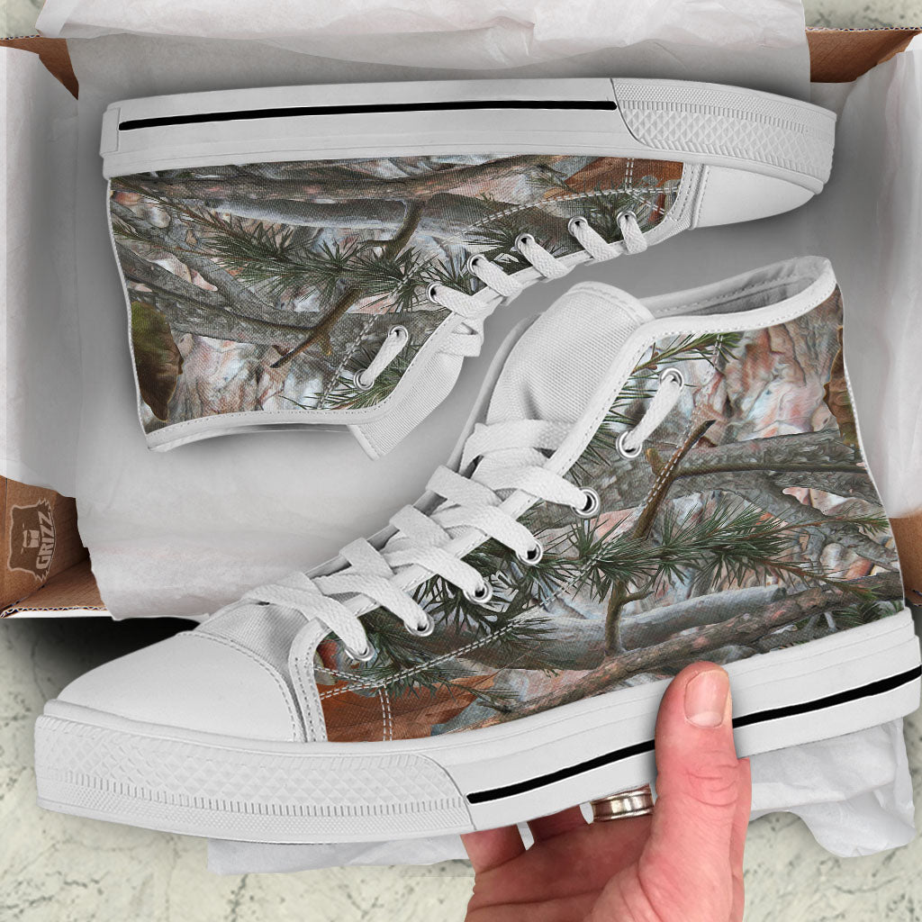 Camouflage Hunting Print Pattern White High Top Shoes-grizzshop
