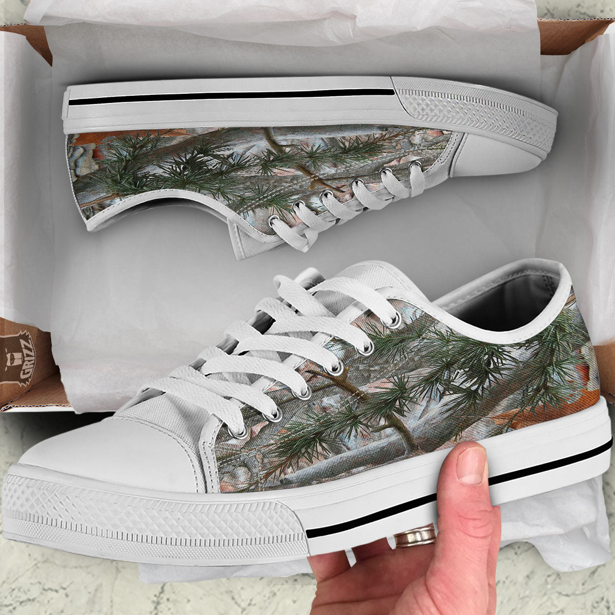 Camouflage Hunting Print Pattern White Low Top Shoes-grizzshop