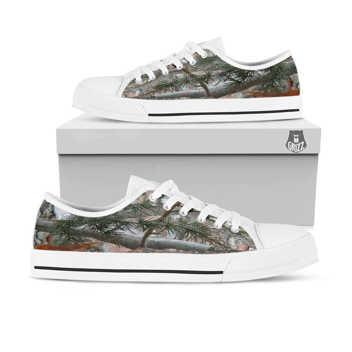 Camouflage Hunting Print Pattern White Low Top Shoes-grizzshop