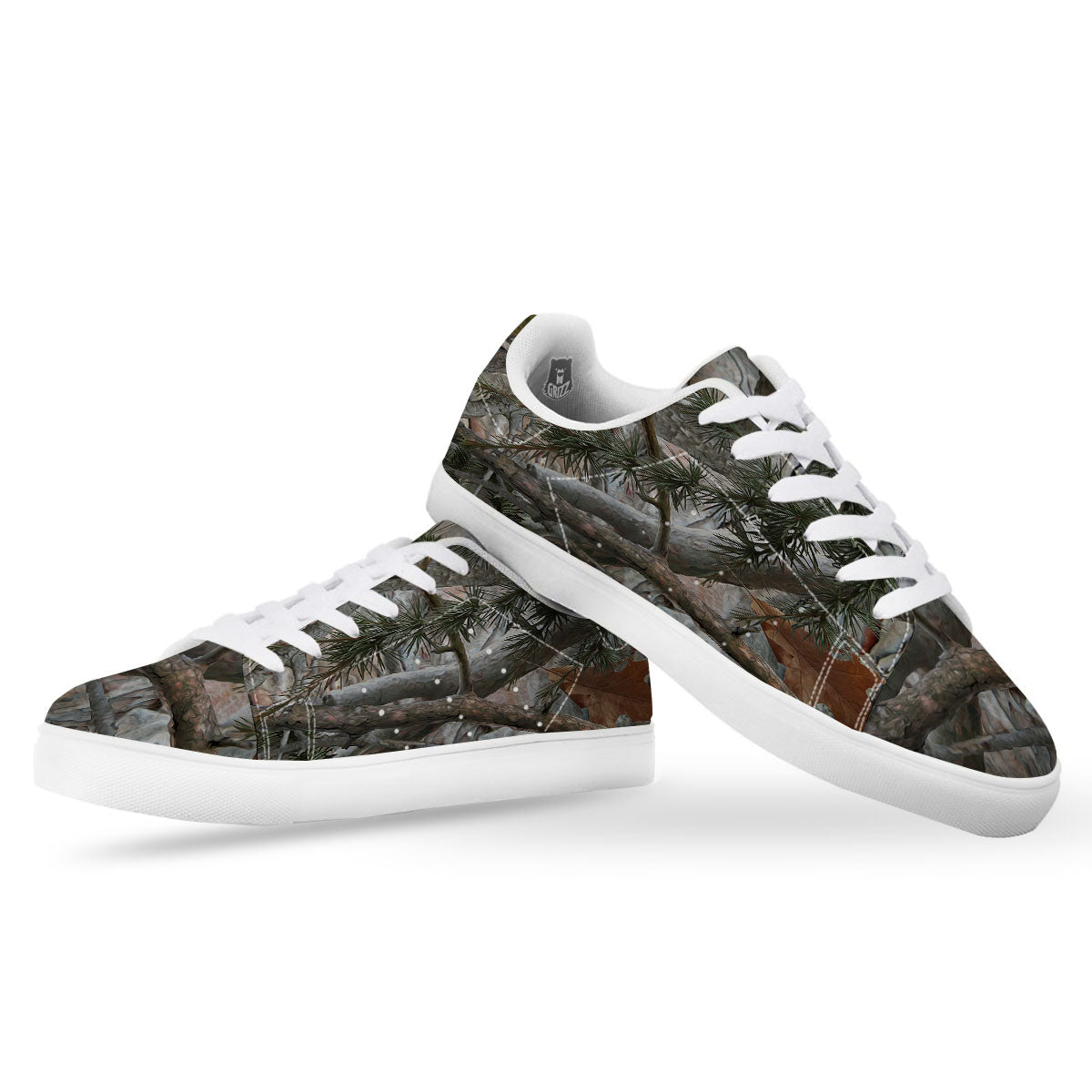 Camouflage Hunting Print Pattern White Low Top Sneakers-grizzshop