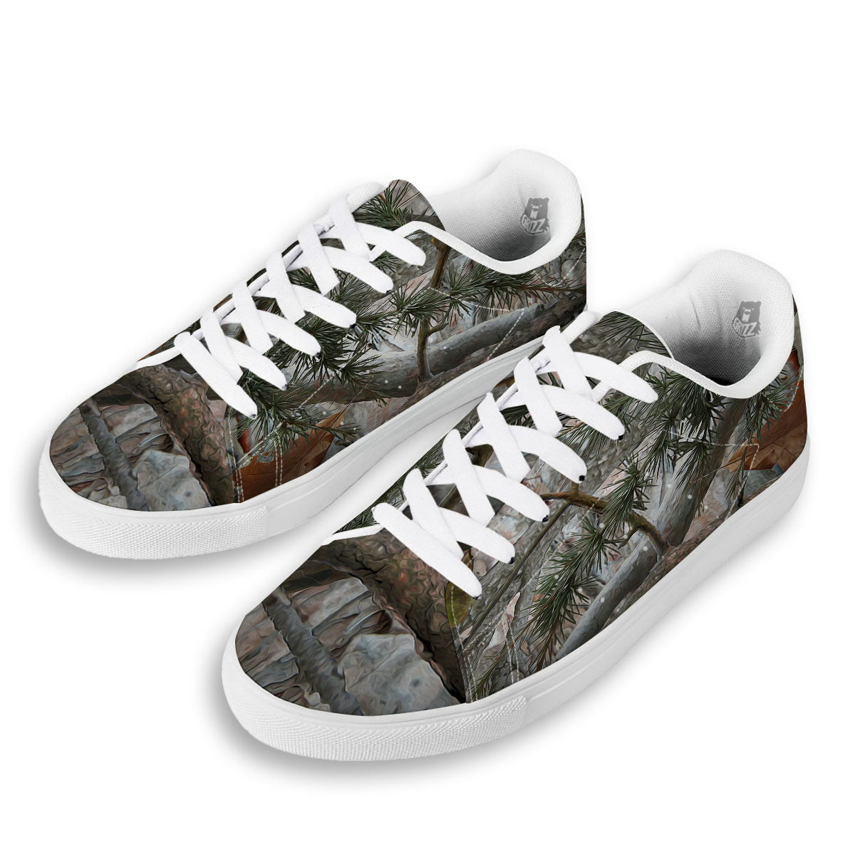 Camouflage Hunting Print Pattern White Low Top Sneakers-grizzshop