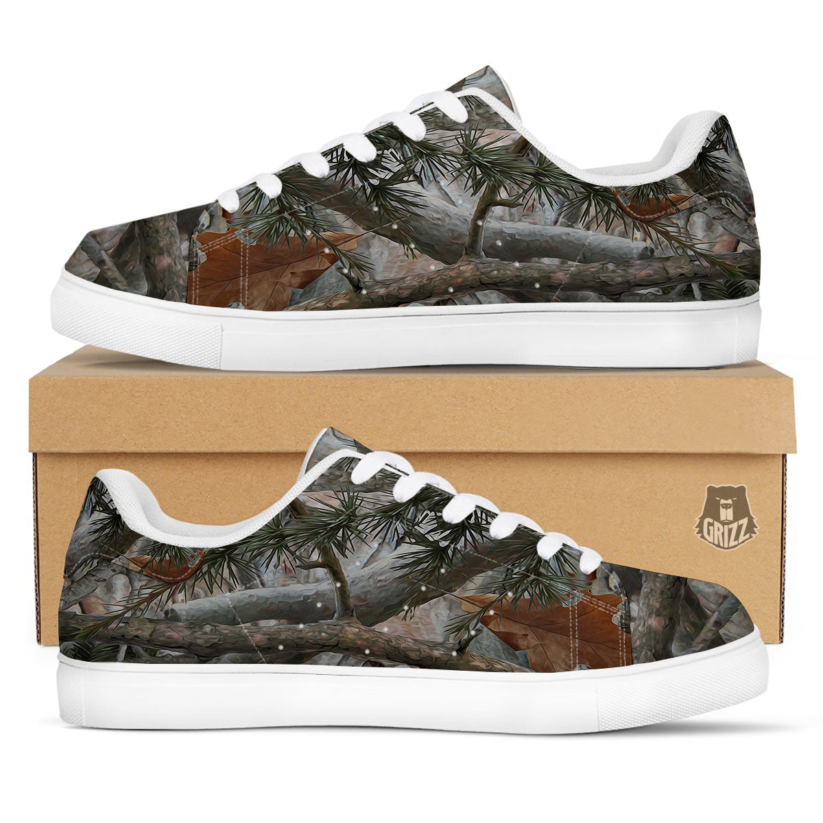 Camouflage Hunting Print Pattern White Low Top Sneakers-grizzshop