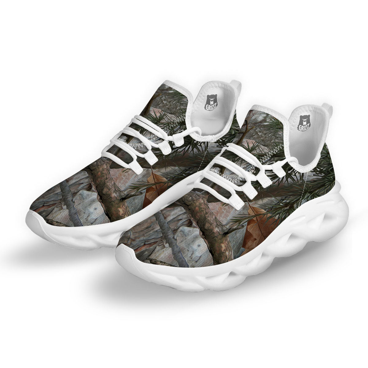 Camouflage Hunting Print Pattern White Running Shoes-grizzshop