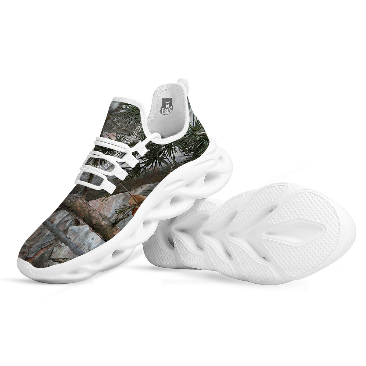 Camouflage Hunting Print Pattern White Running Shoes-grizzshop