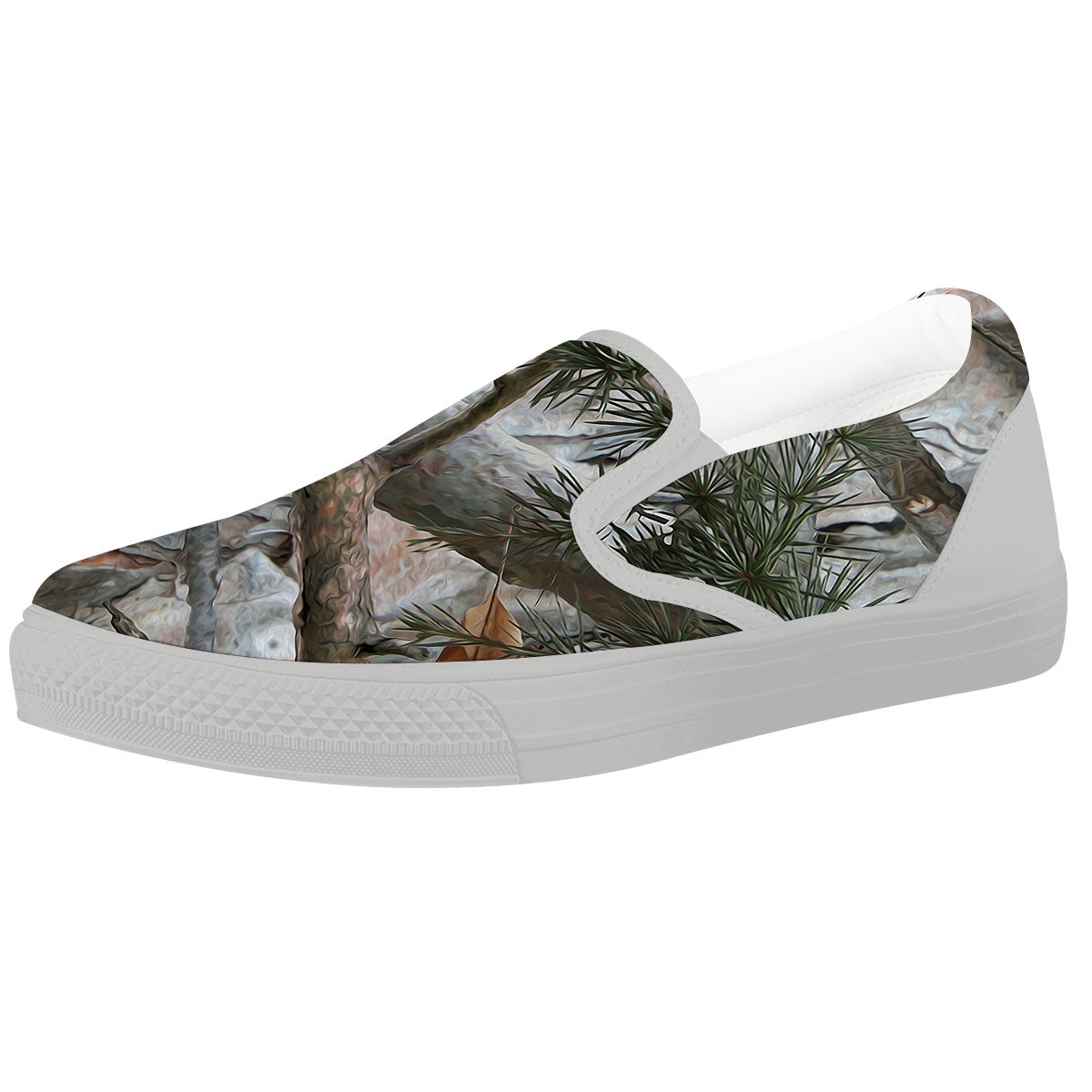 Camouflage Hunting Print Pattern White Slip On Shoes-grizzshop