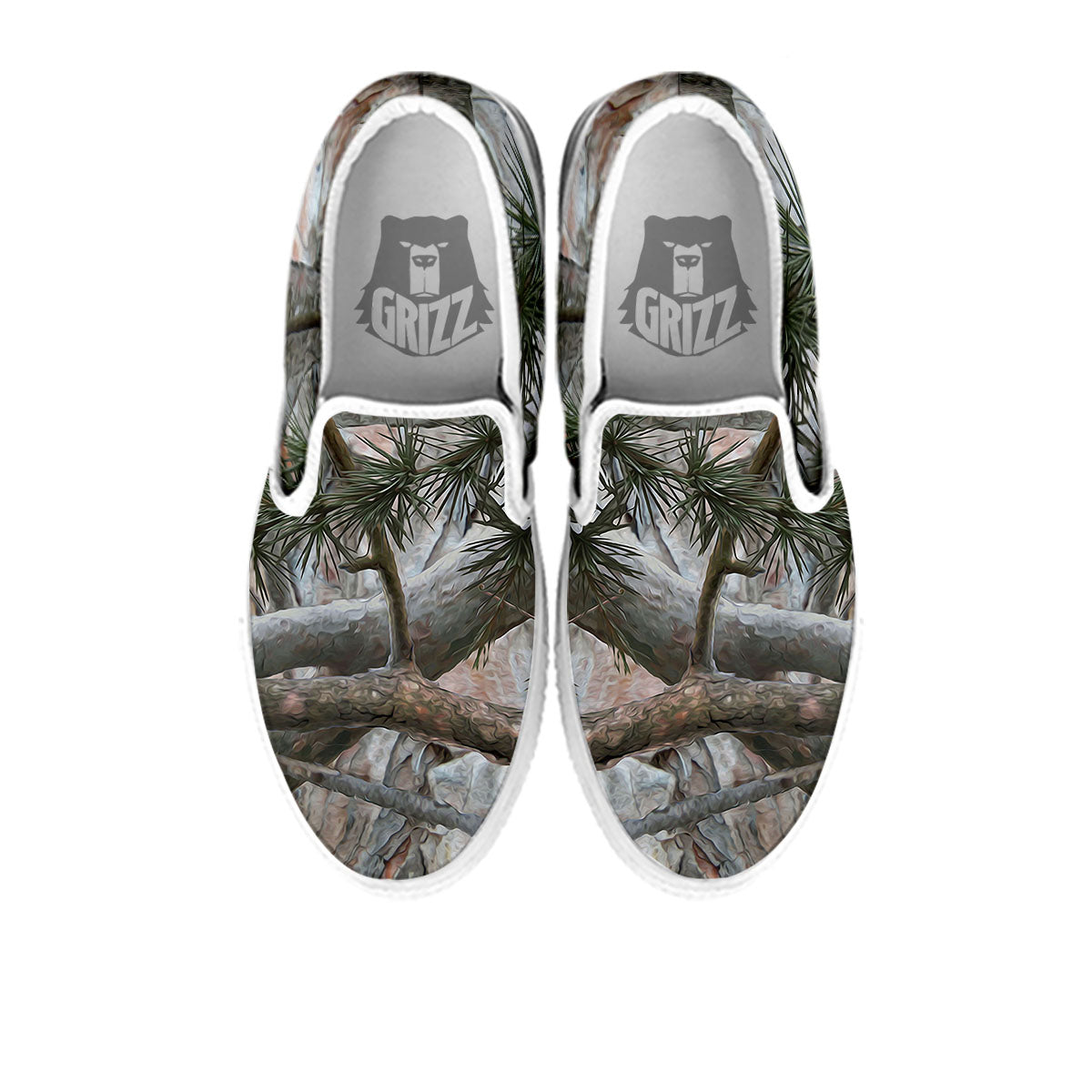 Camouflage Hunting Print Pattern White Slip On Shoes-grizzshop