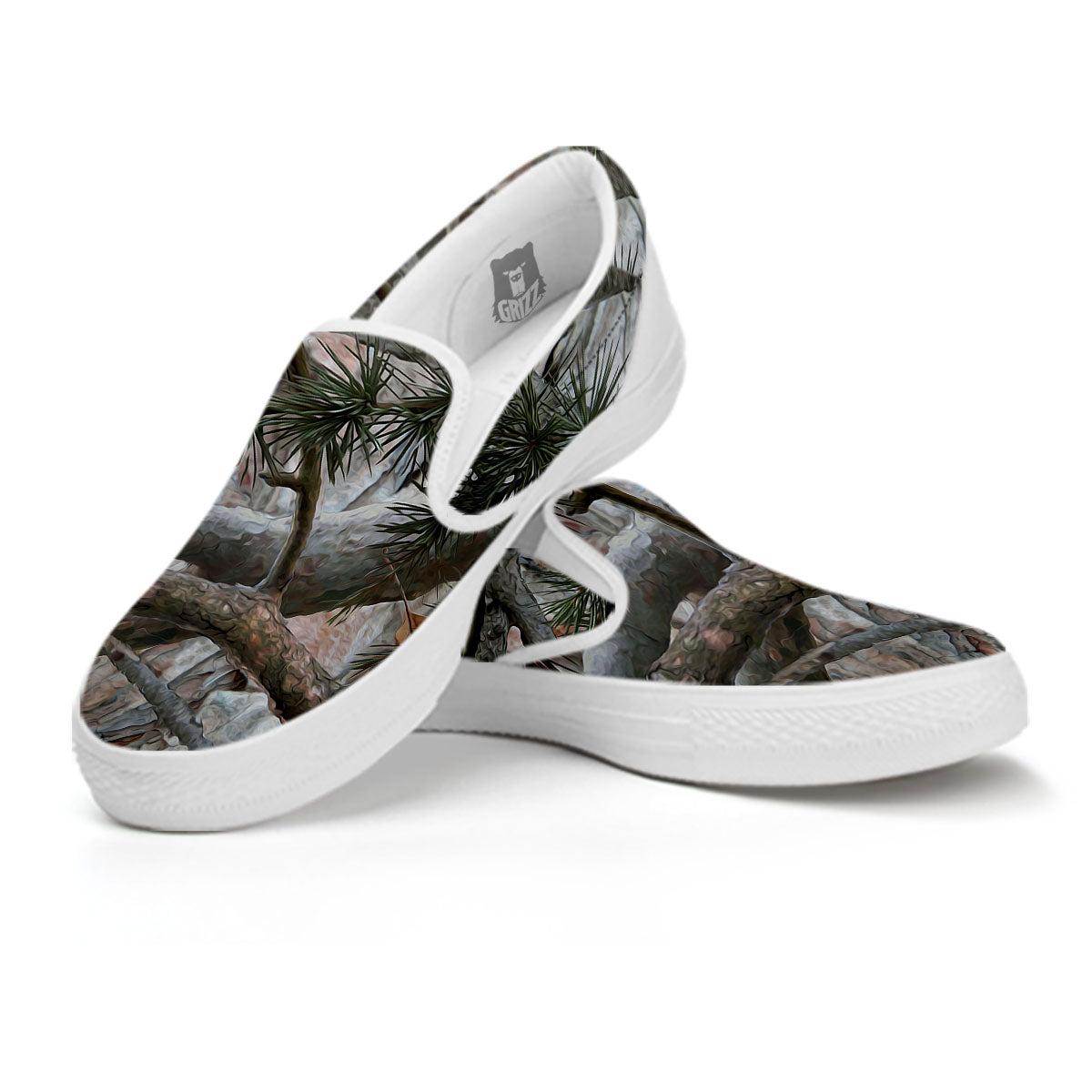 Camouflage Hunting Print Pattern White Slip On Shoes-grizzshop