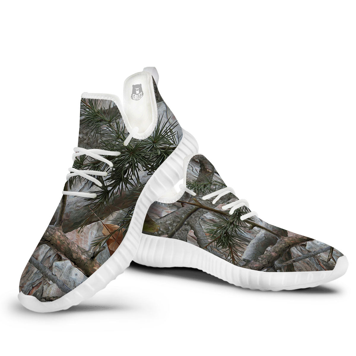 Camouflage Hunting Print Pattern White Walking Shoes-grizzshop