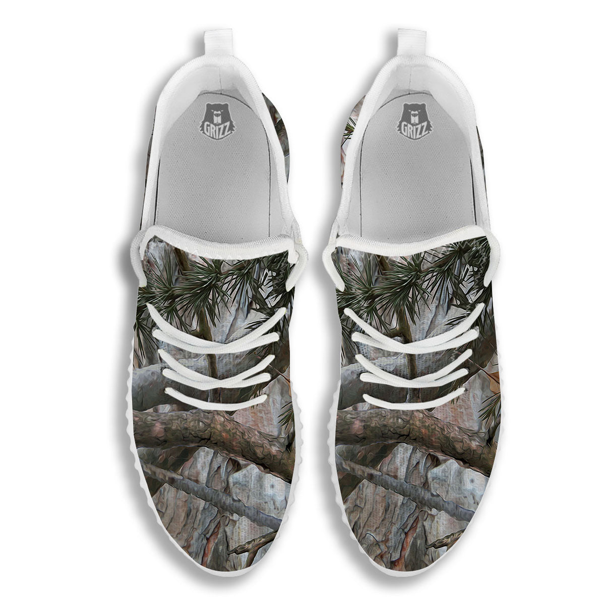 Camouflage Hunting Print Pattern White Walking Shoes-grizzshop