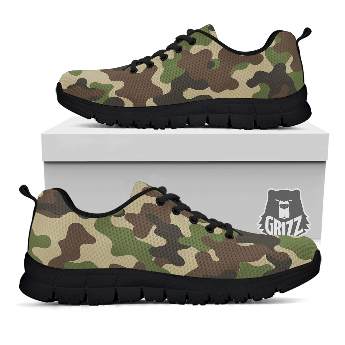 Camouflage Jungle Hunting Print Black Sneaker-grizzshop