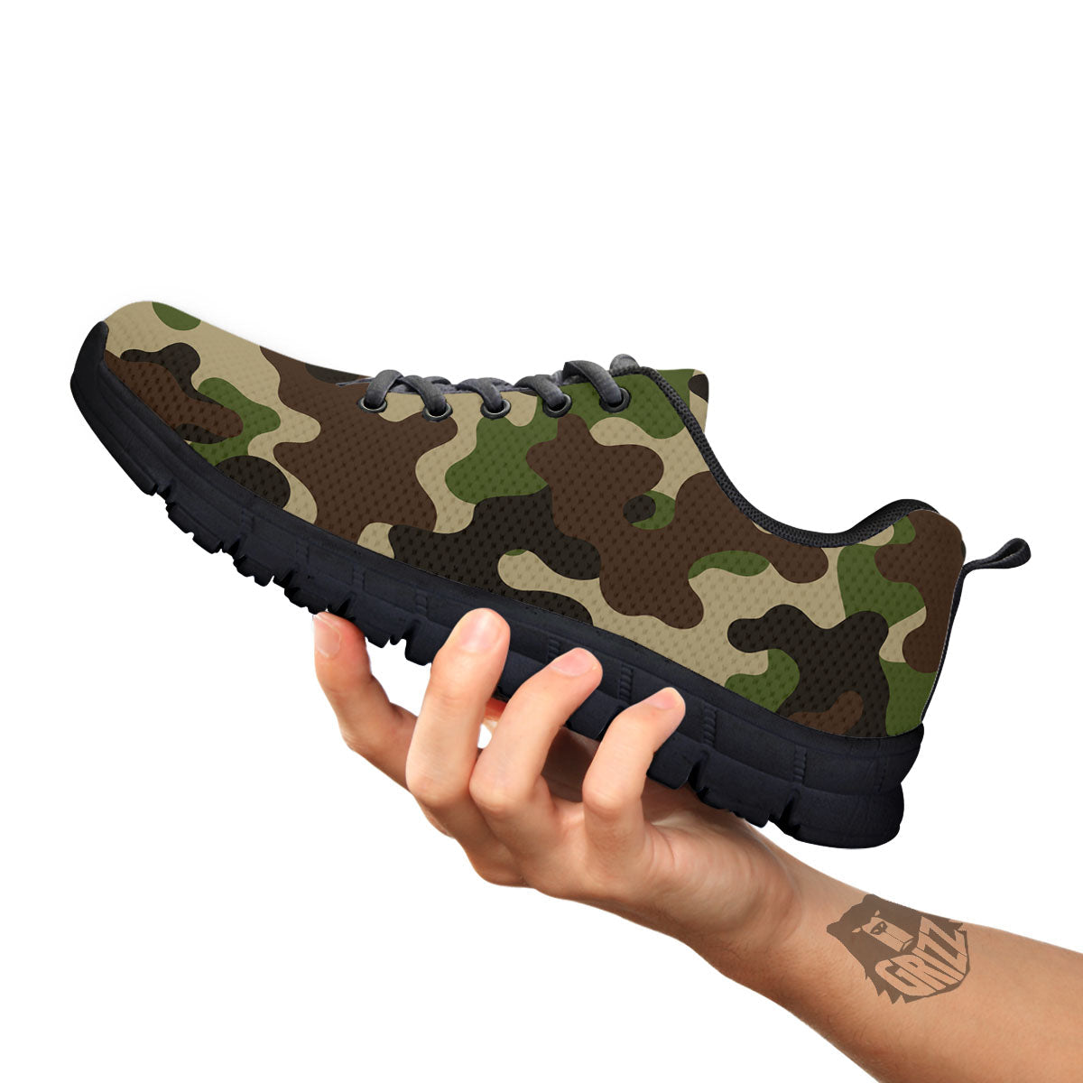 Camouflage Jungle Hunting Print Black Sneaker-grizzshop