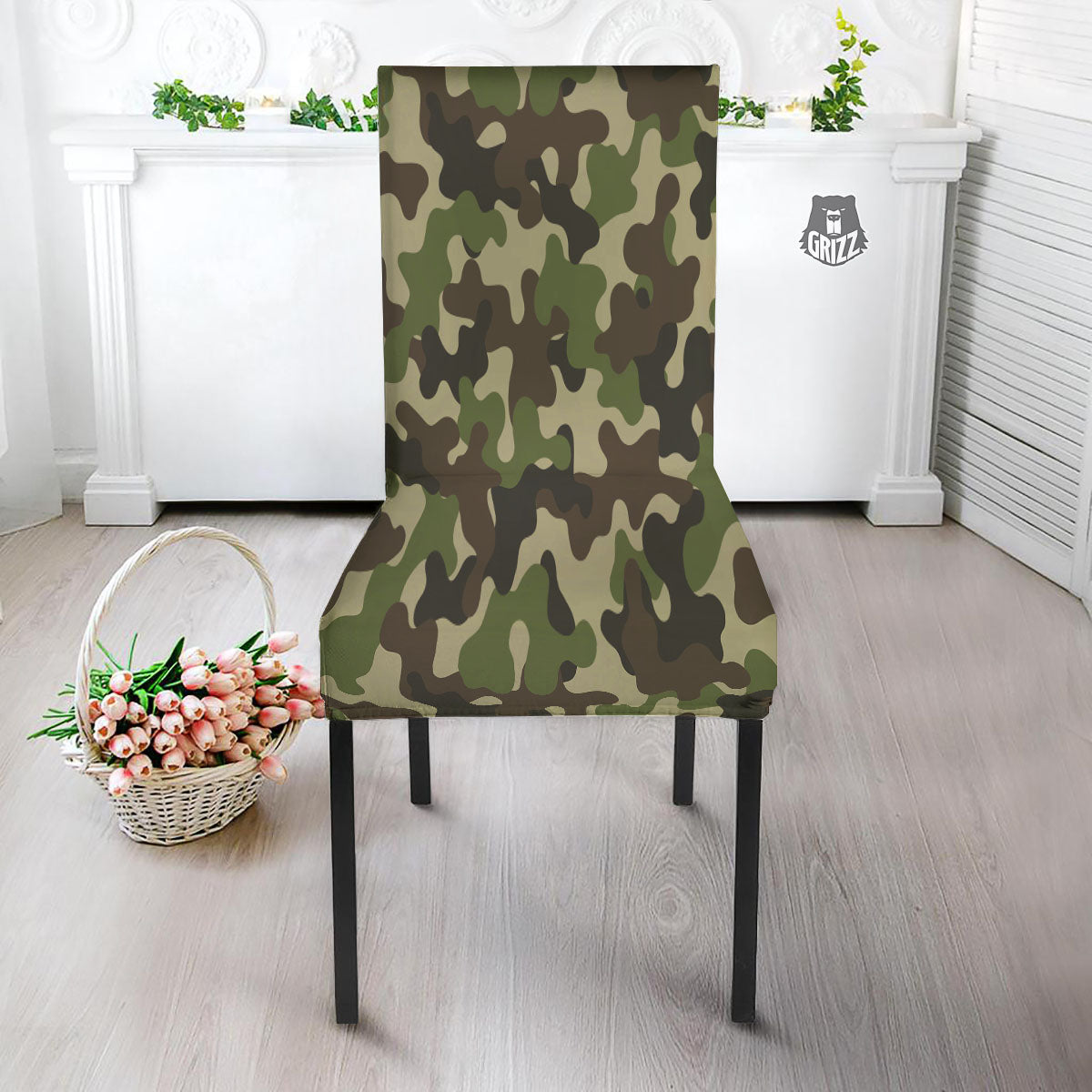 Camouflage Jungle Hunting Print Dining Chair Slipcover-grizzshop