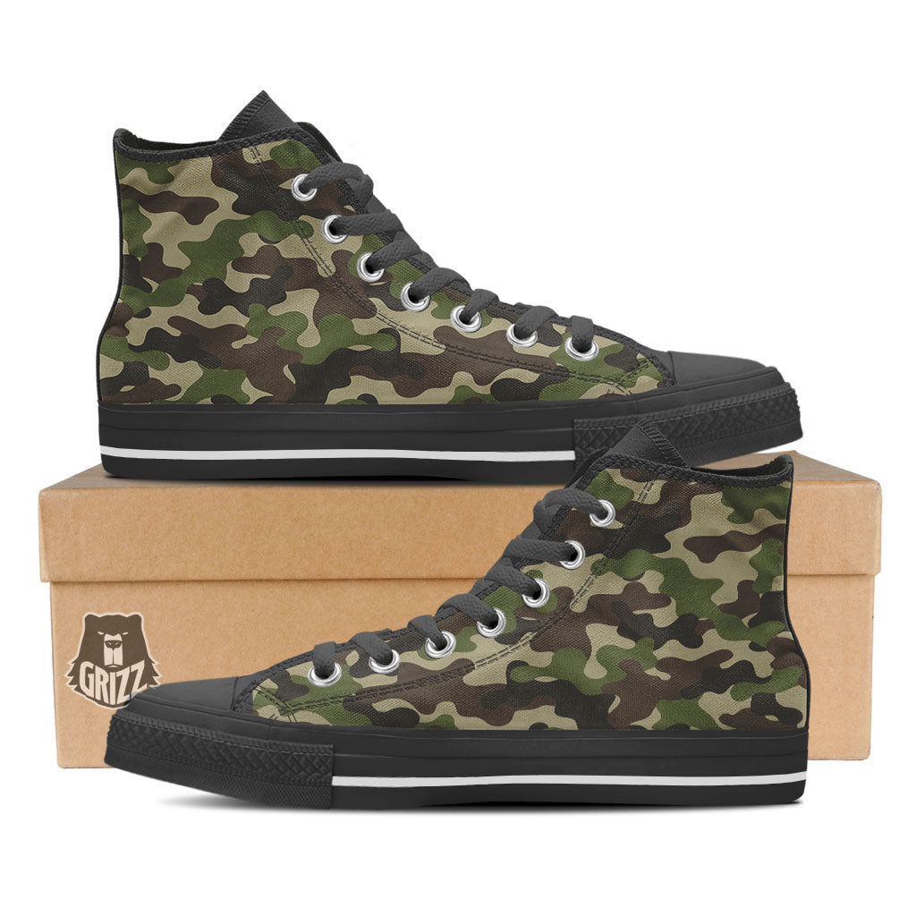 Camouflage Jungle Hunting Print High Top Shoes-grizzshop