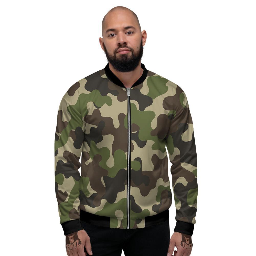Camouflage Jungle Hunting Print Men's Bomber Jacket-grizzshop