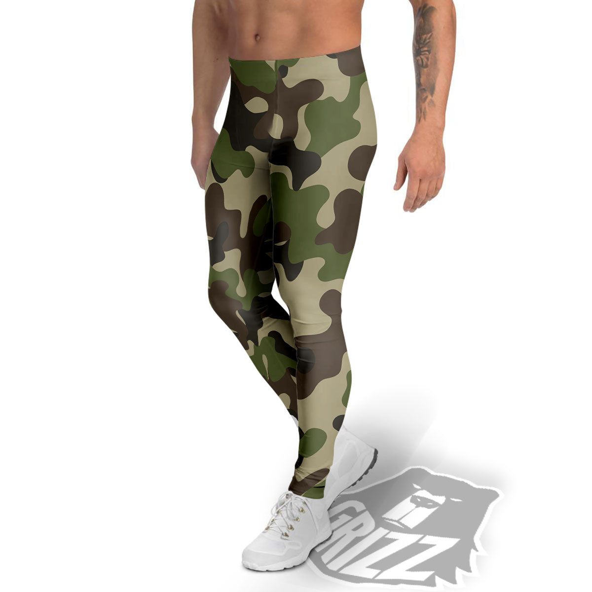 Camouflage Jungle Hunting Print Men's Leggings-grizzshop