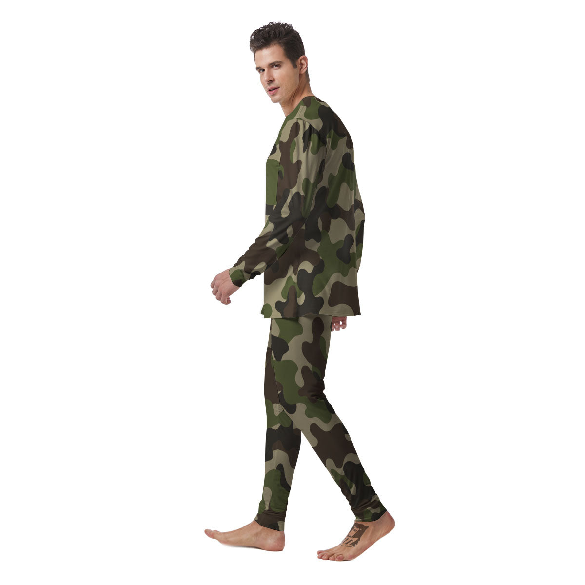 Camouflage Jungle Hunting Print Men's Pajamas-grizzshop
