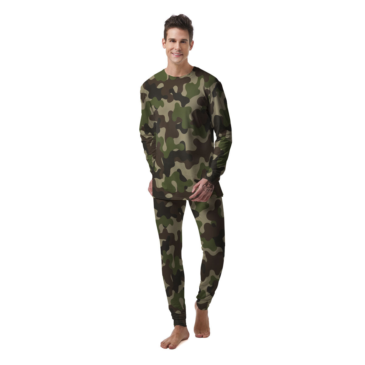 Camouflage Jungle Hunting Print Men's Pajamas-grizzshop