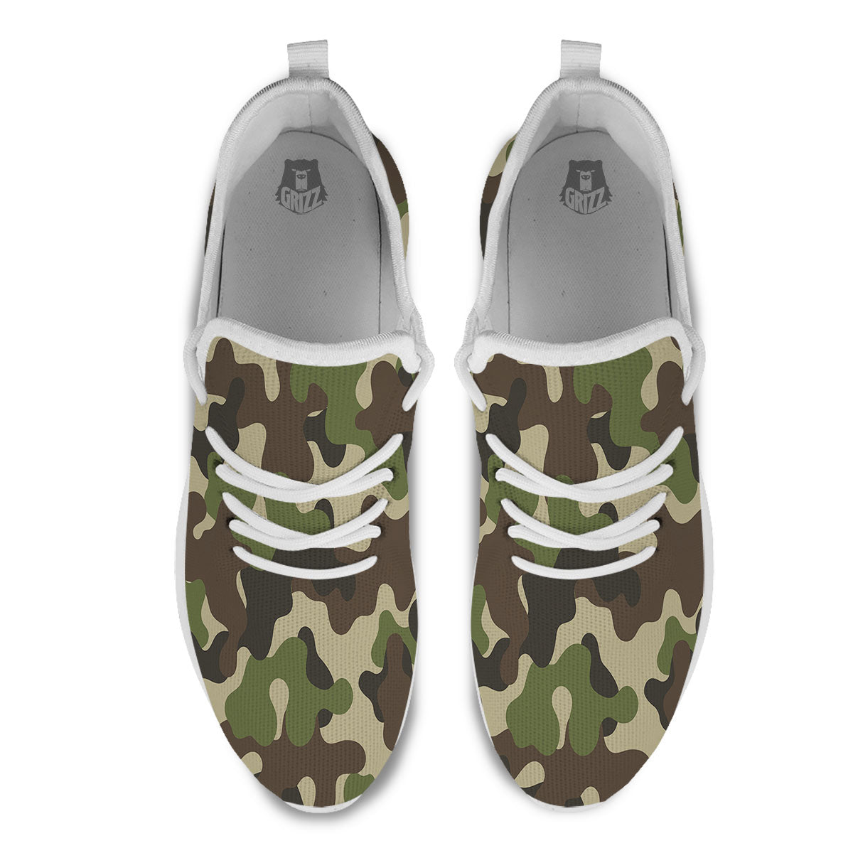 Camouflage Jungle Hunting Print White Athletic Shoes-grizzshop