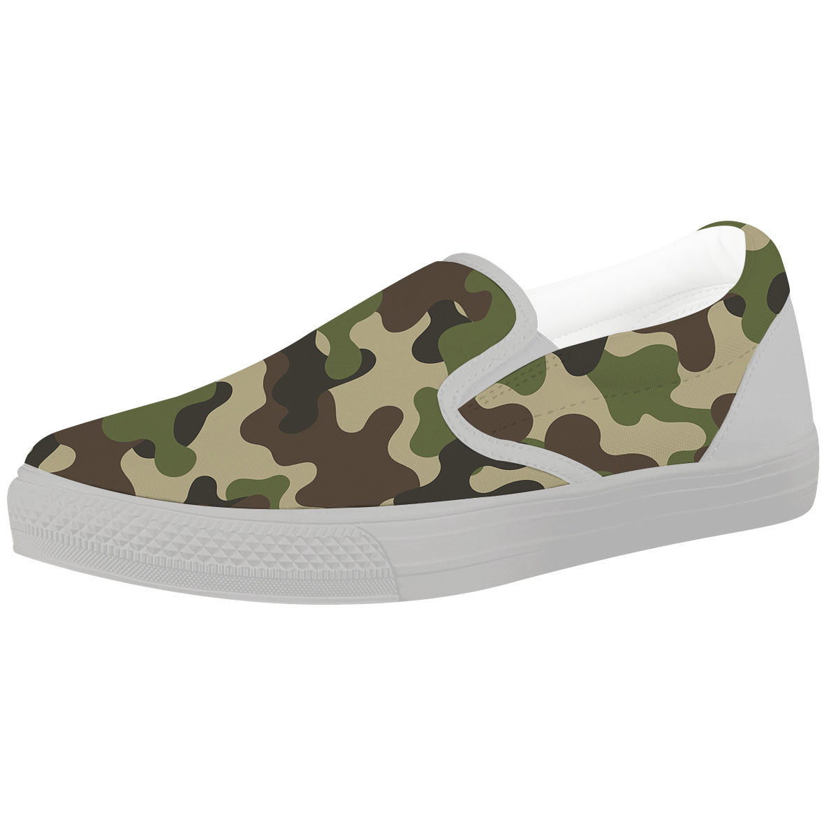 Camouflage Jungle Hunting Print White Slip On Shoes-grizzshop