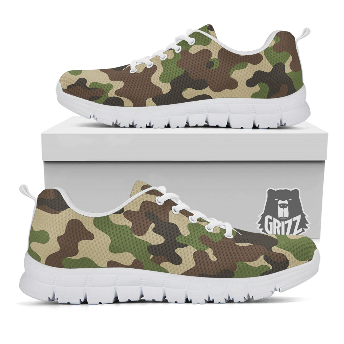 Camouflage Jungle Hunting Print White Sneaker-grizzshop