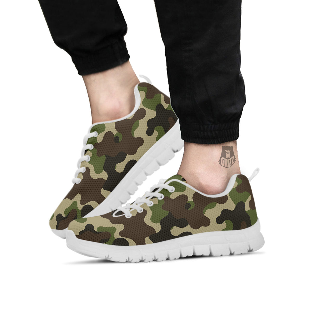 Camouflage Jungle Hunting Print White Sneaker-grizzshop