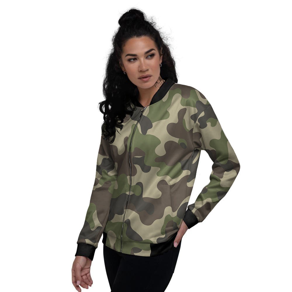 Camouflage Jungle Hunting Print Women's Bomber Jacket-grizzshop